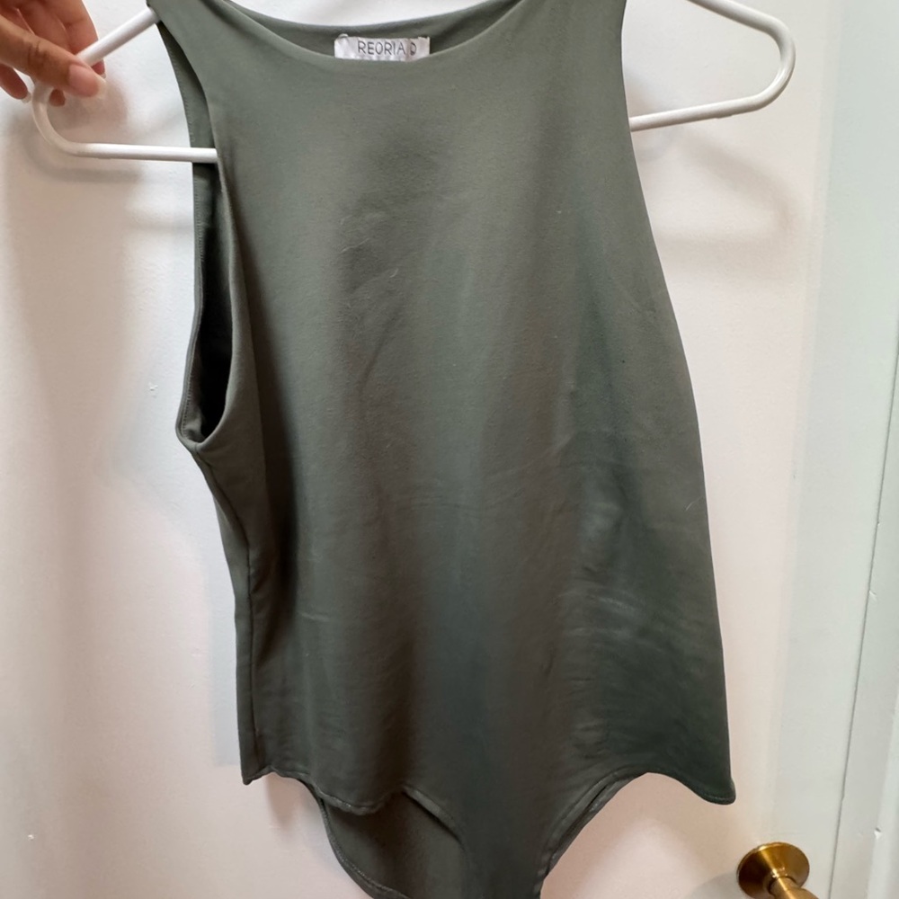 Reoria Women's Olive Green Double Lined Bodysuit